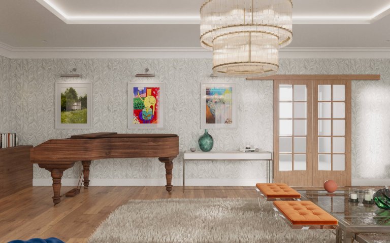 Návrh obývacího pokoje v domě, kde byl již zastaralý interiér a rodina požadovala refresh. Jeden z mála klientů se nebáli prostor oživit barvami , barevnými…