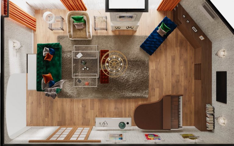 Návrh obývacího pokoje v domě, kde byl již zastaralý interiér a rodina požadovala refresh. Jeden z mála klientů se nebáli prostor oživit barvami , barevnými…