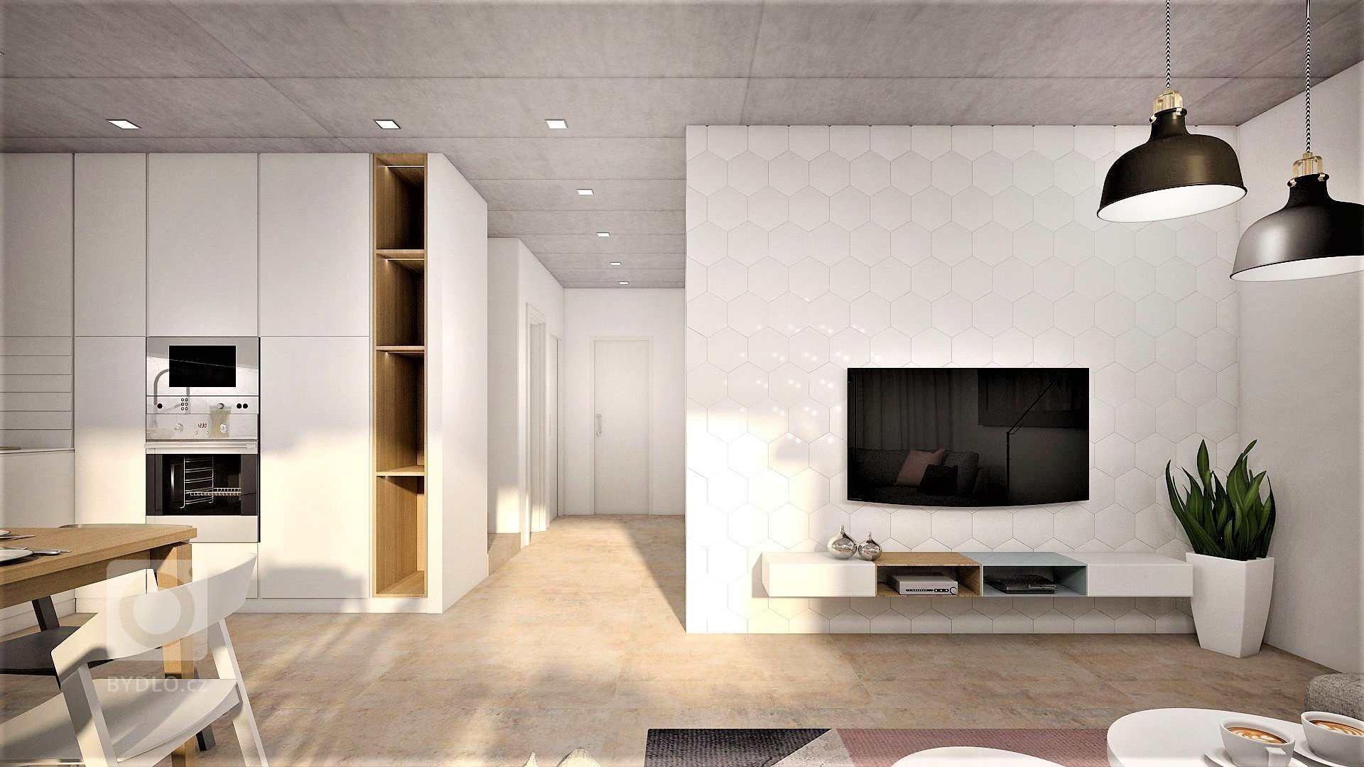 Návrh studie rodinného domu u Prahy. Dům bude v nízkoenergetickém standartu. Kombinace bílé omítky s obkladem sibiřského modřínu.
