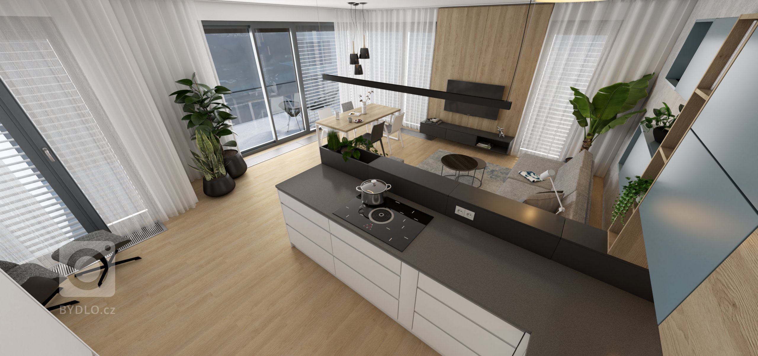 Výchozím prvkem tohoto apartmánu, potažmo celé rezidence, je architektonická dominanta - velké, dominantní prosklení s impozantním výhledem na centrum Prahy,…