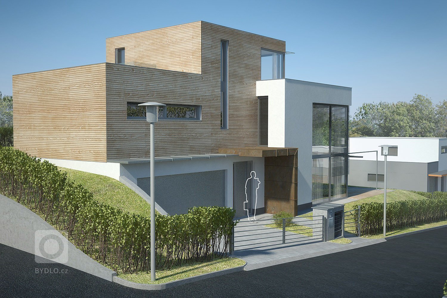 Rodinná vila 5+1 s ateliérem, wellnes částí a vinným sklípkem. Vizualizace, spolupráce ing.arch. Ševčík
