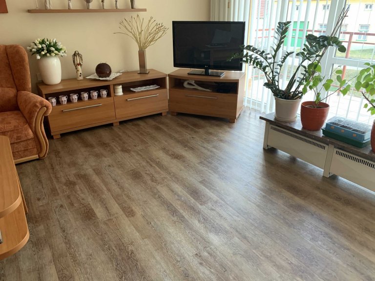 Obývací pokoj s vinylovou podlahou Dub Přírodní
