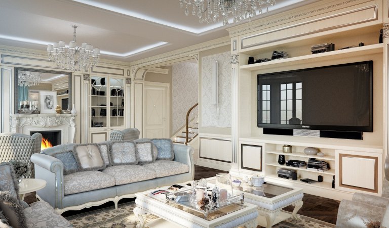 Privátní rezidence je řešená v klasickém stylu. Dřevěné obložení stěn &quot;boiserie&quot; přidává interiérům nádech luxusu, ale zároveň nepůsobí těžce díky…