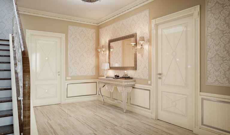 Privátní rezidence je řešená v klasickém stylu. Dřevěné obložení stěn &quot;boiserie&quot; přidává interiérům nádech luxusu, ale zároveň nepůsobí těžce díky…