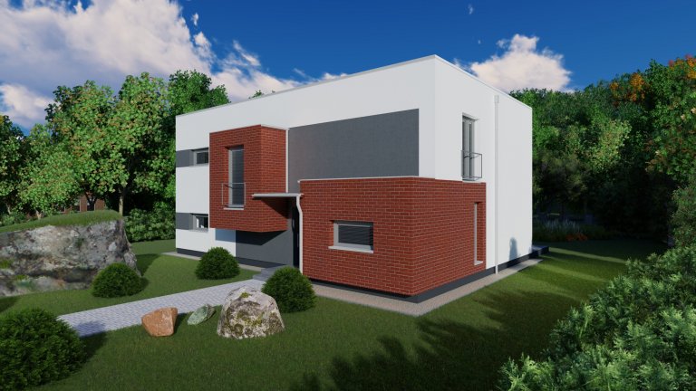 Vizualizace 2NP RD v nízkoenergetickém standardu