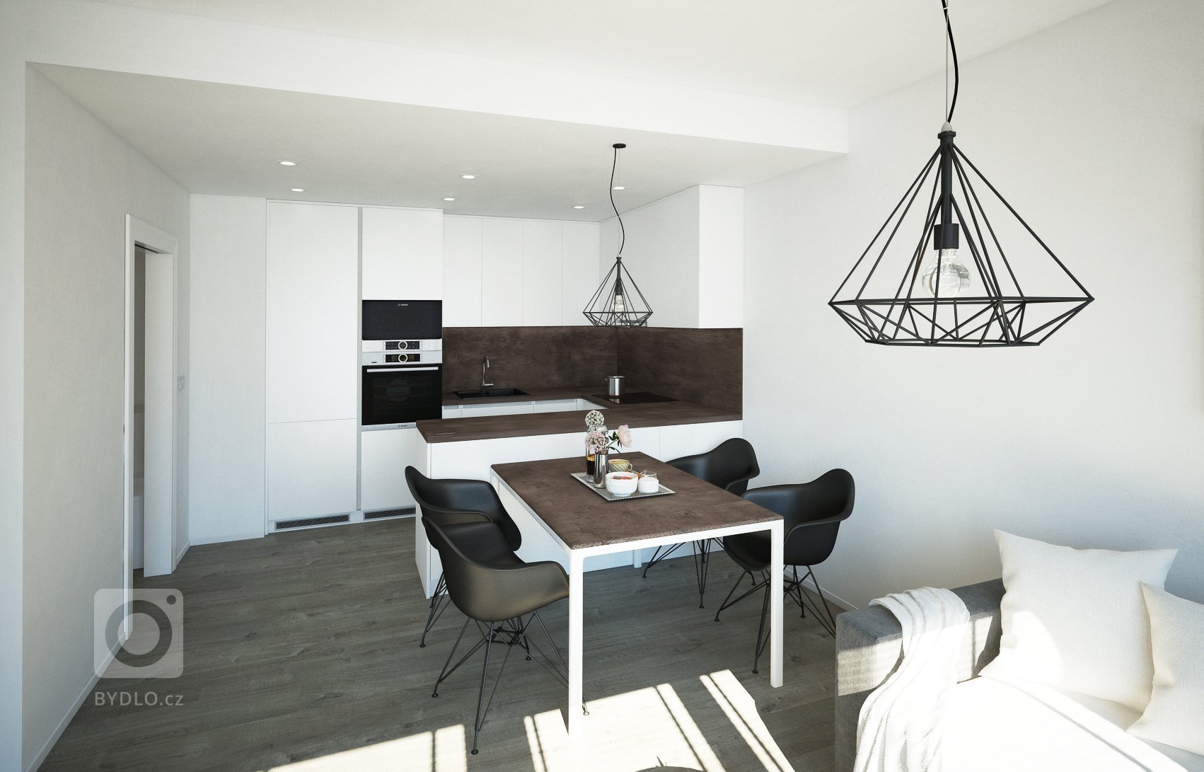 Kuchyňská linka s jídelním stolem