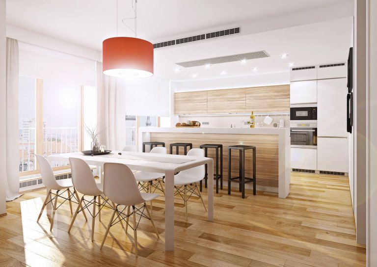 Apartmá s oranžovou stěrkou