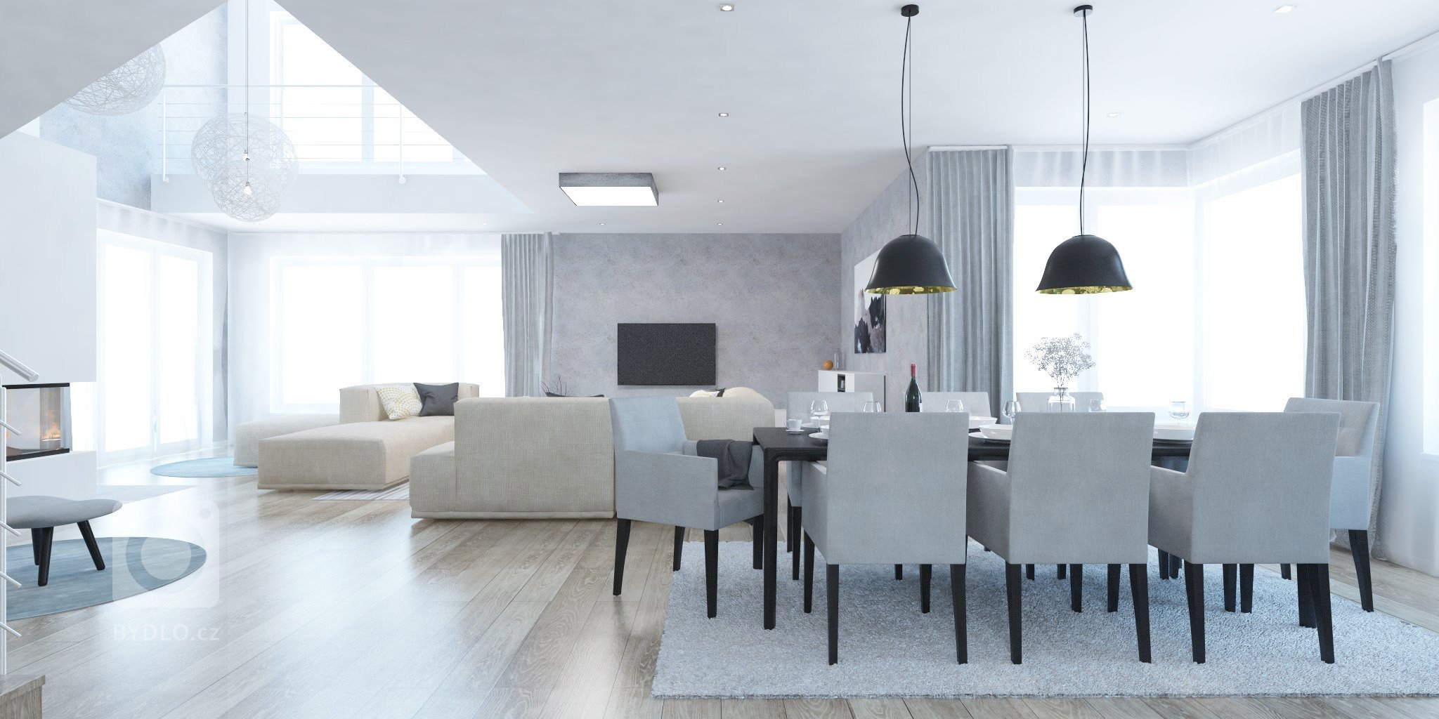 Dominantou priestrannej dennej zóny rodinného domu v Malinove je krb s knižnicou, ktoré umocňujú dojem z galérie spájajúcej dve podlažia.
Achromatický…