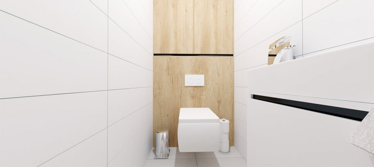 Projekt bytu Pri Mýte je charakteristický doplnkami a akcentami v modrej farbe.
