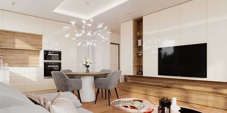 Elegantný byt v zemitých farbách.&nbsp;Dôležitou úlohou, ktorá súvisela s požiadavkou na jednoduchý čistý interiér, bolo vytvoriť dostatok úložných priestorov.…