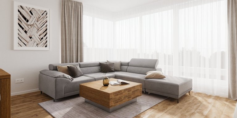 V dennej zóne dominuje drevo v kontraste s bielou pričom harmóniu farieb dopĺňa sivá tapeta a textília.
Zaujímavosťou je TV Samsung Frame ktorá zároveň slúžia…