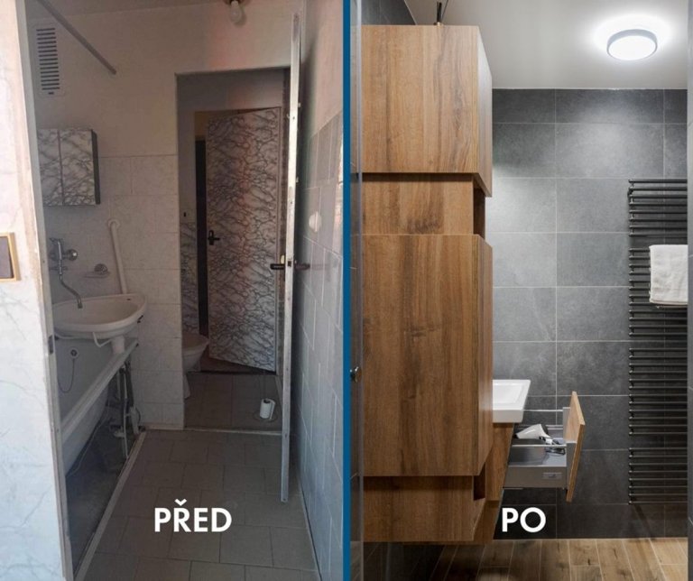 Koupelna před a po realizaci