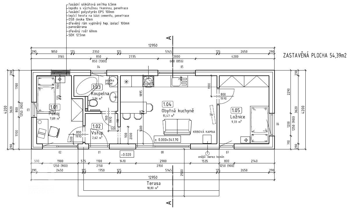 Další z&nbsp;dokončených dřevostaveb v&nbsp;roce 2018 byla typová EASY 48 prodloužená na 13m s&nbsp;doplňkovou EASY 24 ve středních Čechách. Na oba domečky…