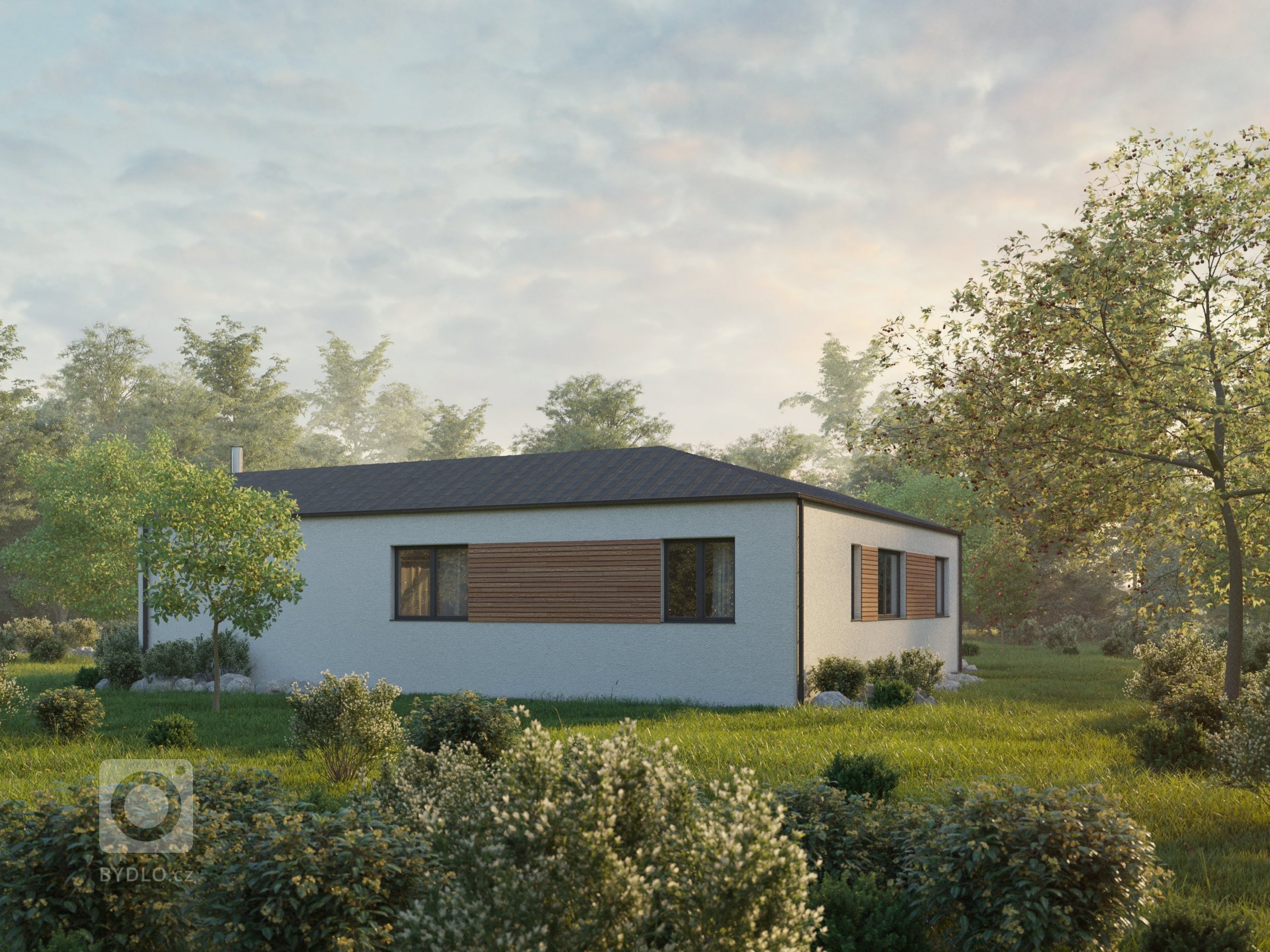 Tato modulová dřevostavba do tvaru L je vhodným řešením pro klienty, kteří požadují garáž spojenou s domem pro parkování automobilu či umístění zahradních…