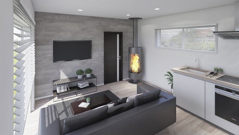 Dřevostavba o rozměrech 12x4m Easy 40&nbsp;&ndash; vhodná pro náročnější zákazníky, kteří chtějí více prostoru za nízkou cenu. Levné, přesto kvalitní bydlení.…