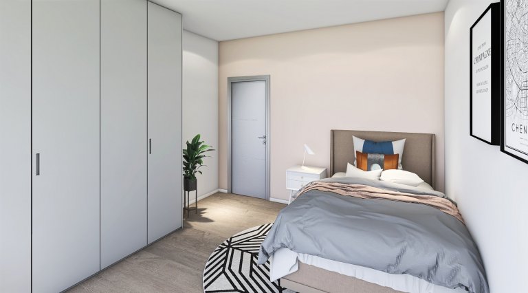 Moderní bungalov o dispozicích 5+kk s velkou terasou a saunou. Dominantou je prostorný obývací pokoj s kuchyňským koutem s velkou prosklenou plochou (HS portál…