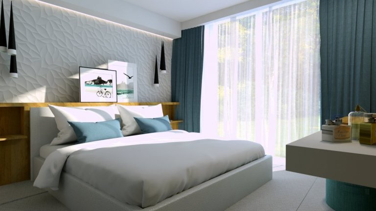 Ložnice s porcelánovým obkladem