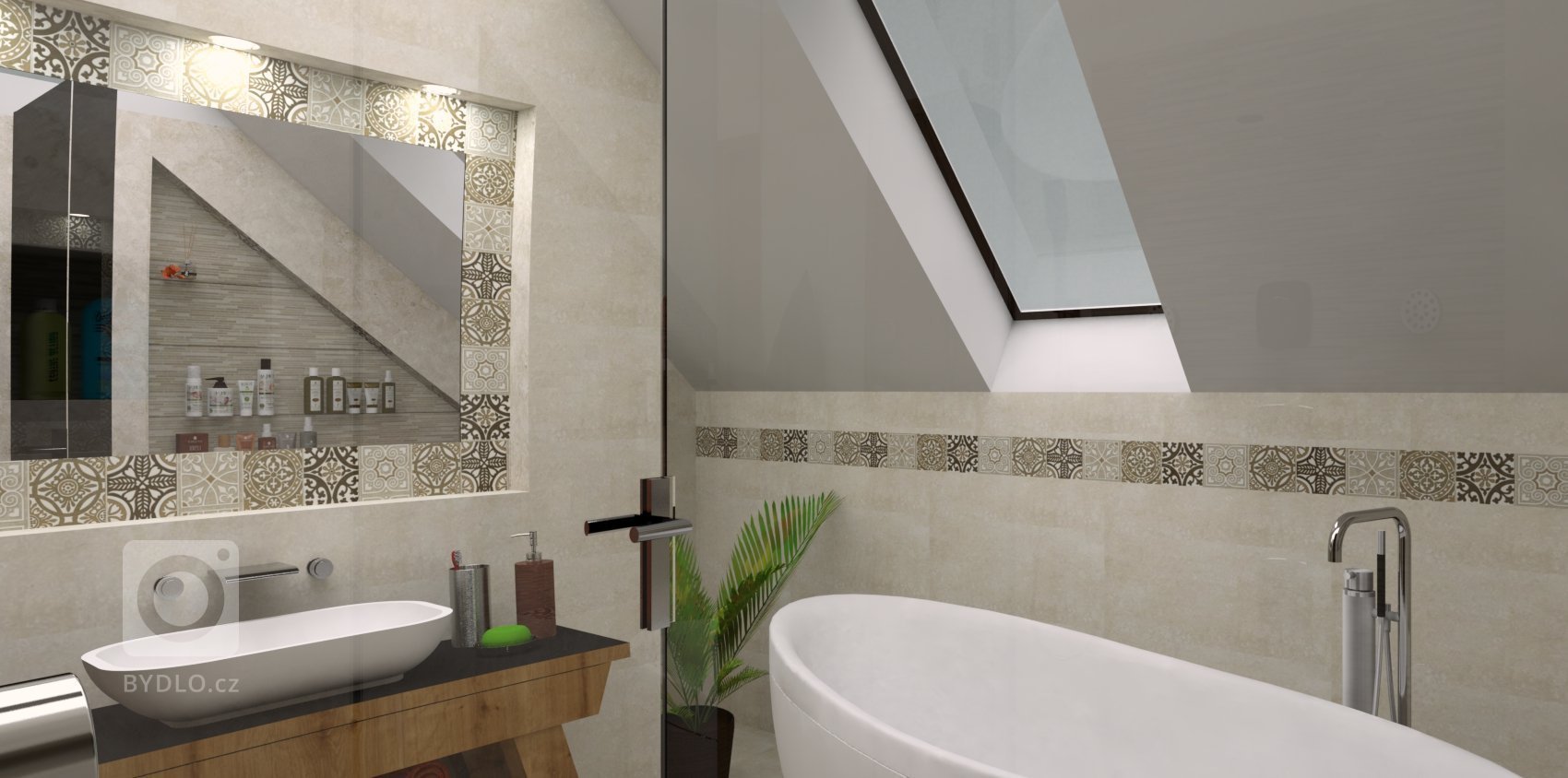 Moderní koupelna ve venkovském stavení