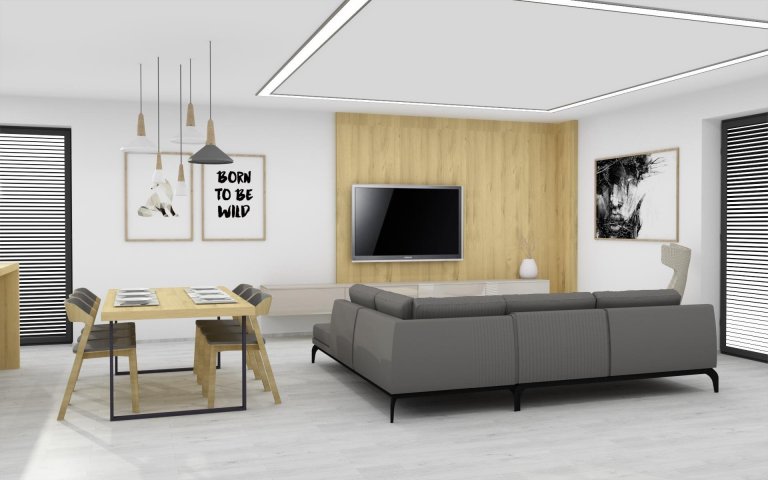 Vyladěná kuchyň s obývákem