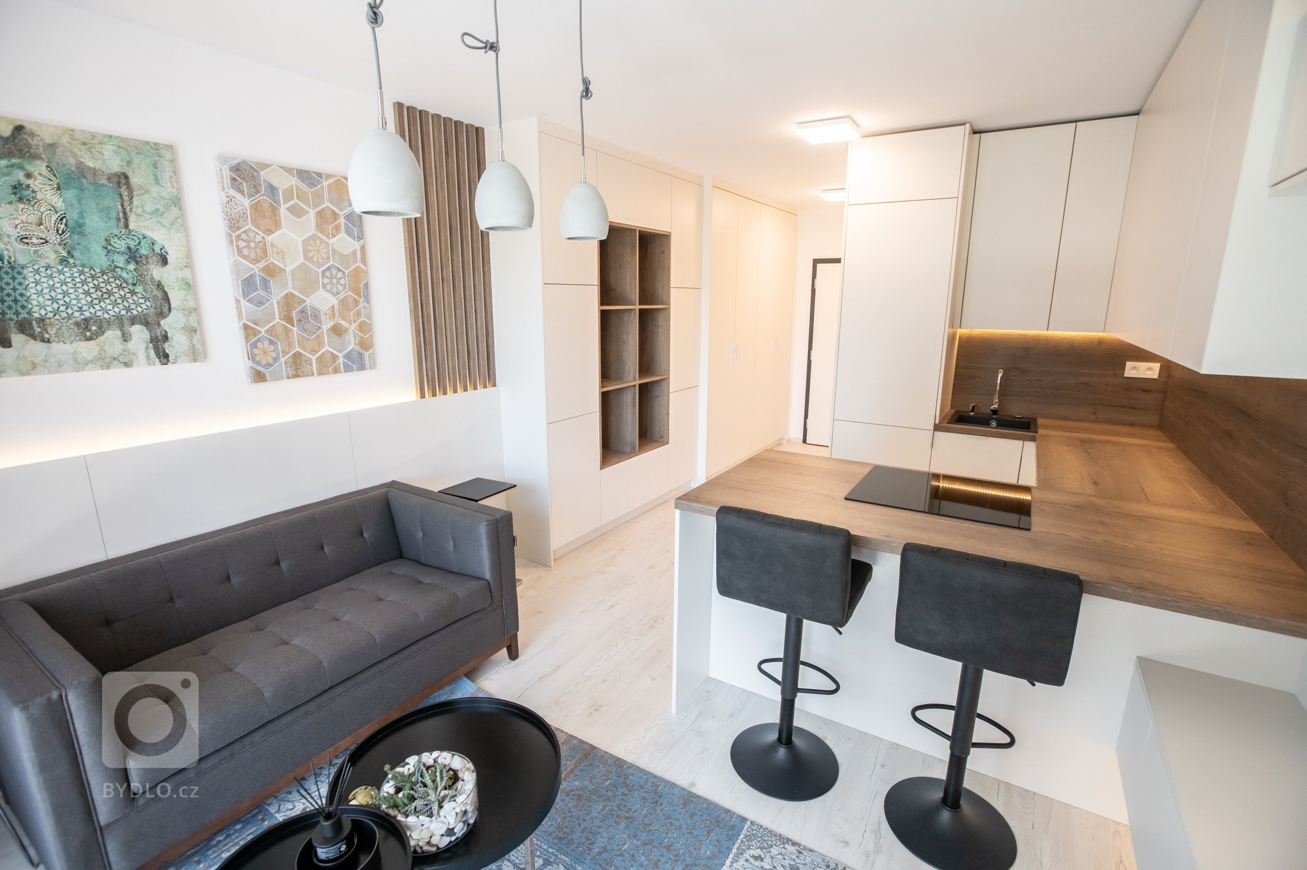 Krásne zariadený apartmán v projekte Urban Residence. Kuchyňa a nábytok na mieru spolu dokonale ladia, aby zbytočne nezatažili priestor. Nábytok a kuchyňa sú z…