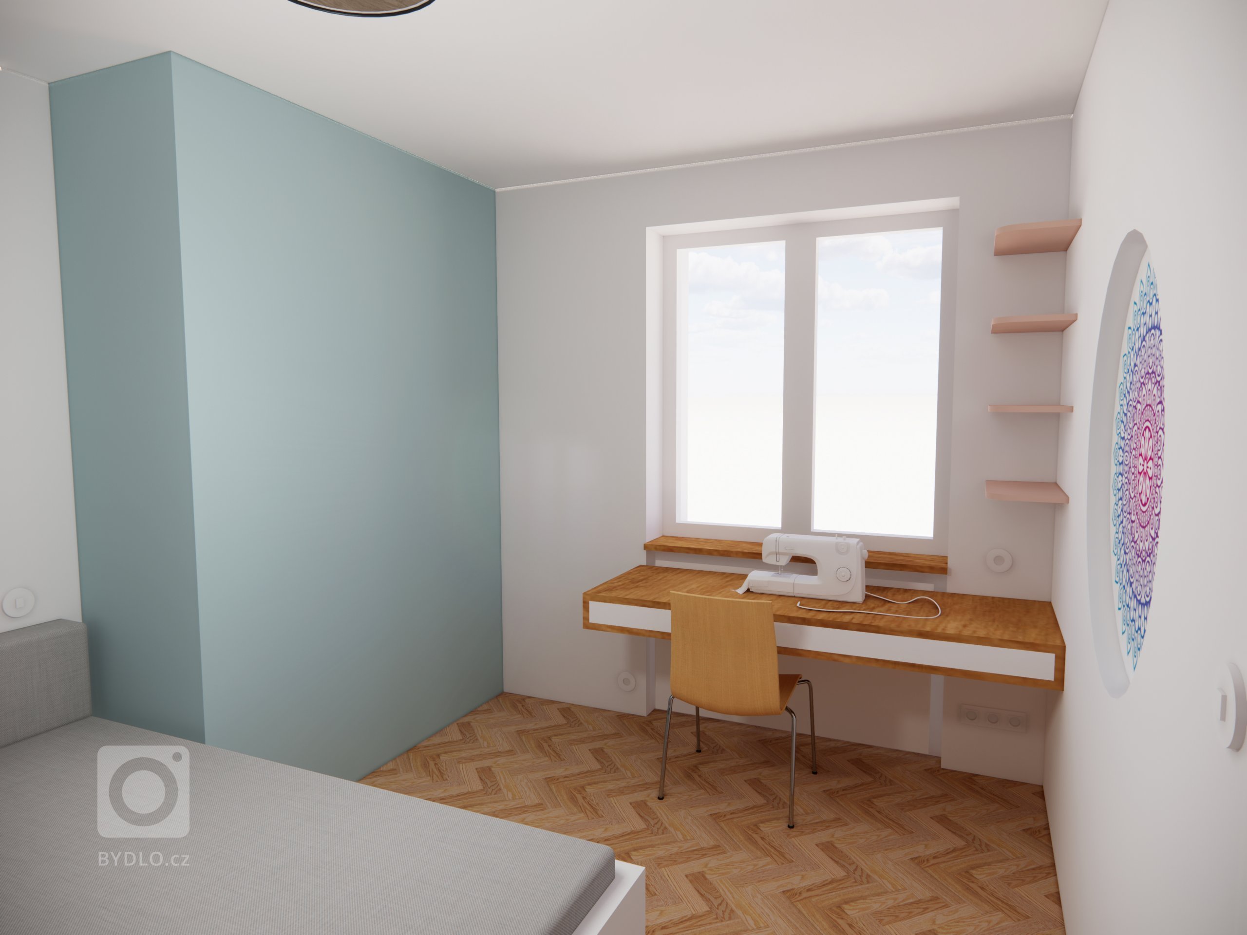 Pohodlný pracovní kout v ložnici