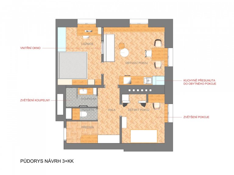 V pražských Vršovicích připravujeme rekonstrukci bytu, kde propojujeme obytný prostor a ložnici vnitřním kruhovým oknem - tak aby rodina mohla být v kontaktu i…
