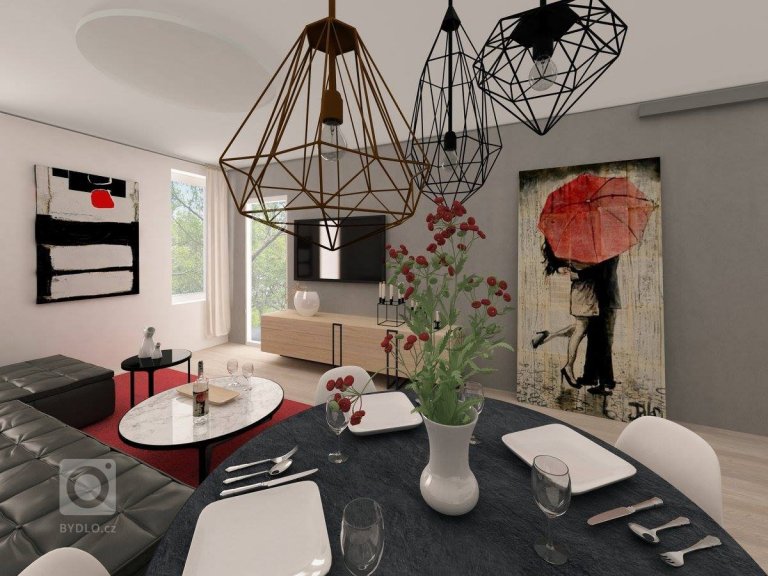 The only wish of our new client - vintage and scandinavian design lover - was to place her beloved picture with a kissing couple under the red umbrella. How…