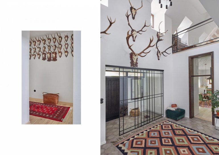 Originální interiér domu s bazénem