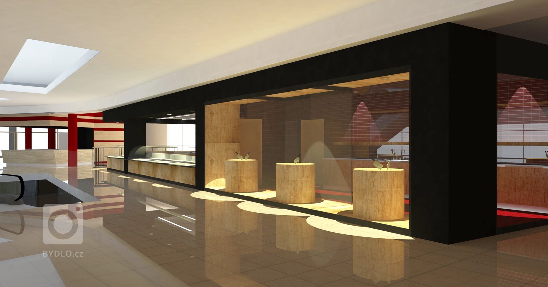 &bdquo;Řeznictví trochu jinak.&ldquo;

Otevřené prostory v kontrastních barvách černého kovu a bílého lesku, doplněné o rudý akcent.

&bdquo;Vizualizace…