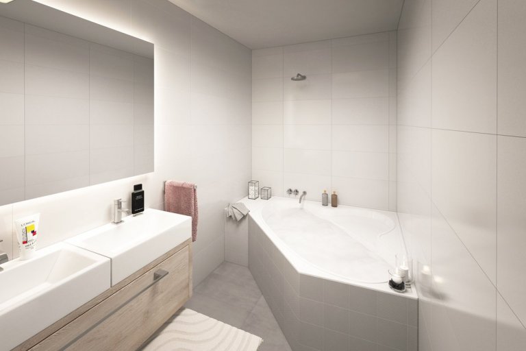 Interiér pro manželský pár, který bude sloužit jako byt pro rekreační dovolené. V&nbsp;jedné místnosti se zde kloubí kuchyň s&nbsp;jídelnou, obývacím pokojem a…