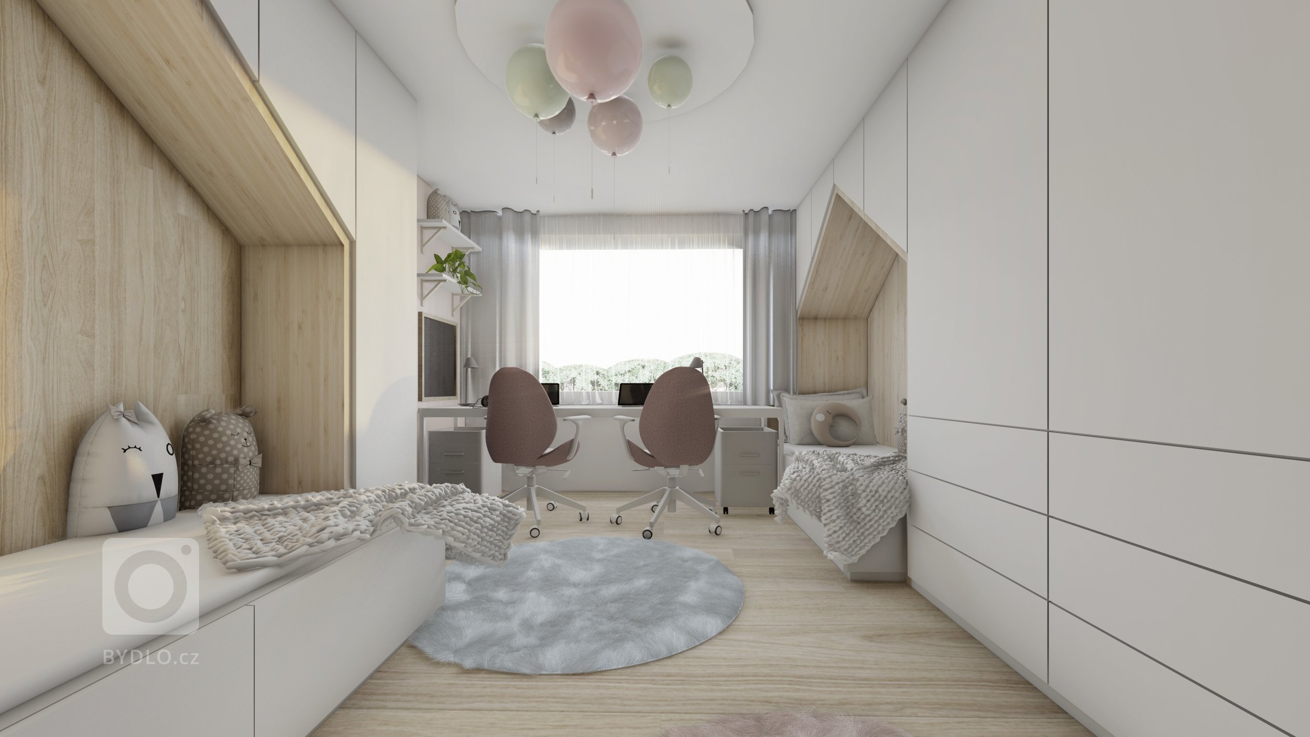 Dětské pokoje jsou navrženy pro malé děti, ale požadavek rodičů byl takový, aby byly pokoje pro děti zajímavé i&nbsp;v&nbsp;pozdějším věku, kdy budou žáci…