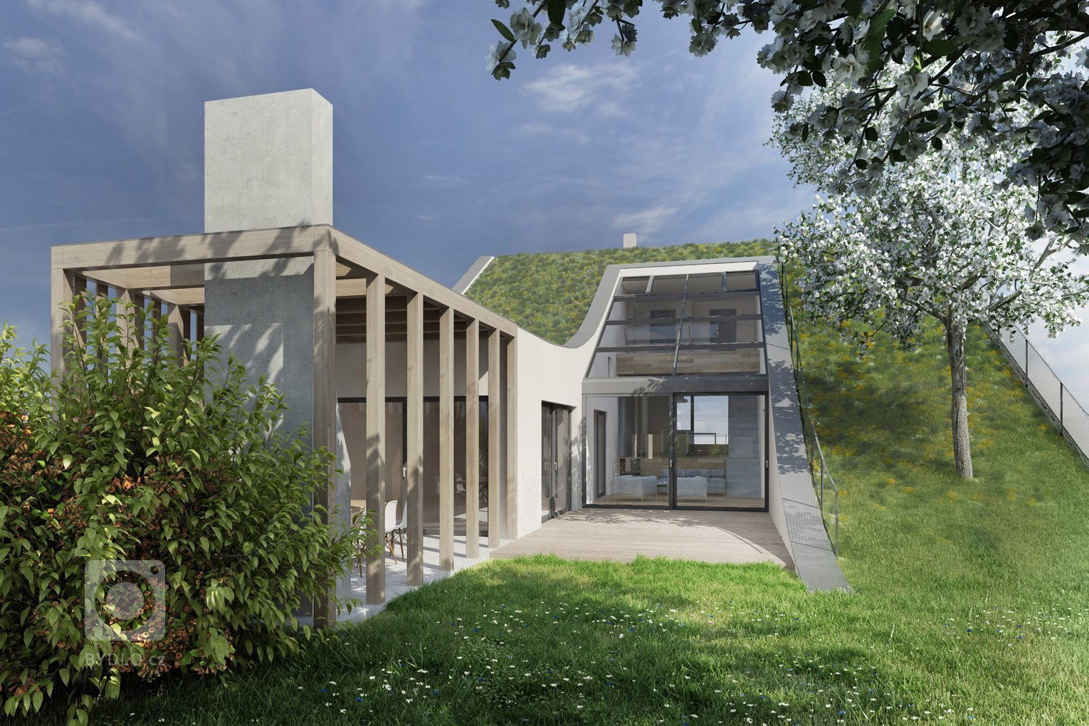 Stírání rozdílu mezi bytím v zahradě a v domě, mezi nad zemí a pod zemí, se stává zásadním tématem&nbsp;místa. Vzniká malé tajemství či napětí, jehož zdrojem…