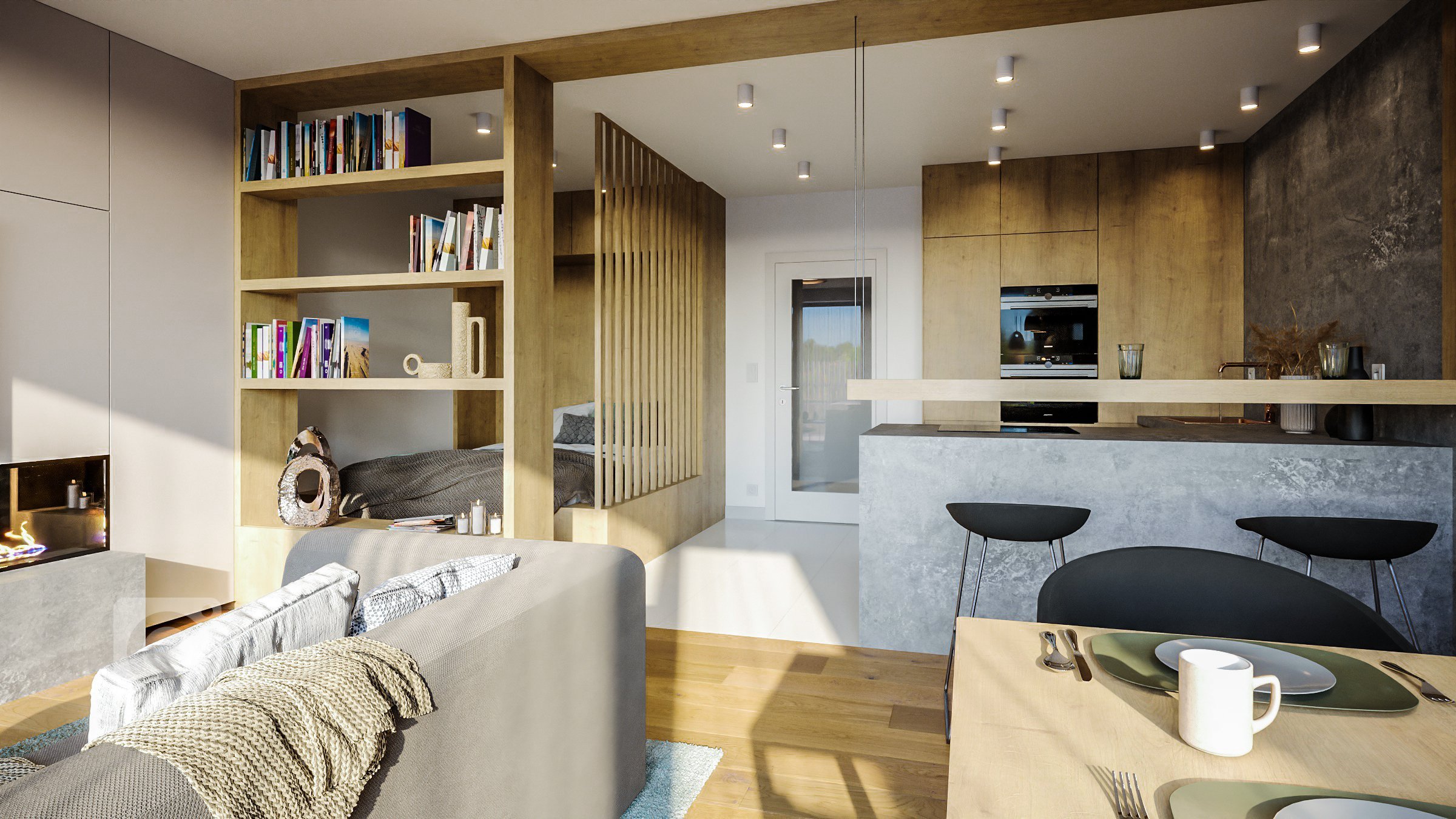 Pro developerský projekt apartmánového domu v Harrachově jsme navrhli možné podoby interiérů. Základem všech interiérů jsou bílé dveře a antracitová okna.
…