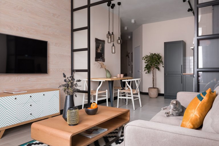 Důmyslně řešený malý byt ve skandinávském stylu