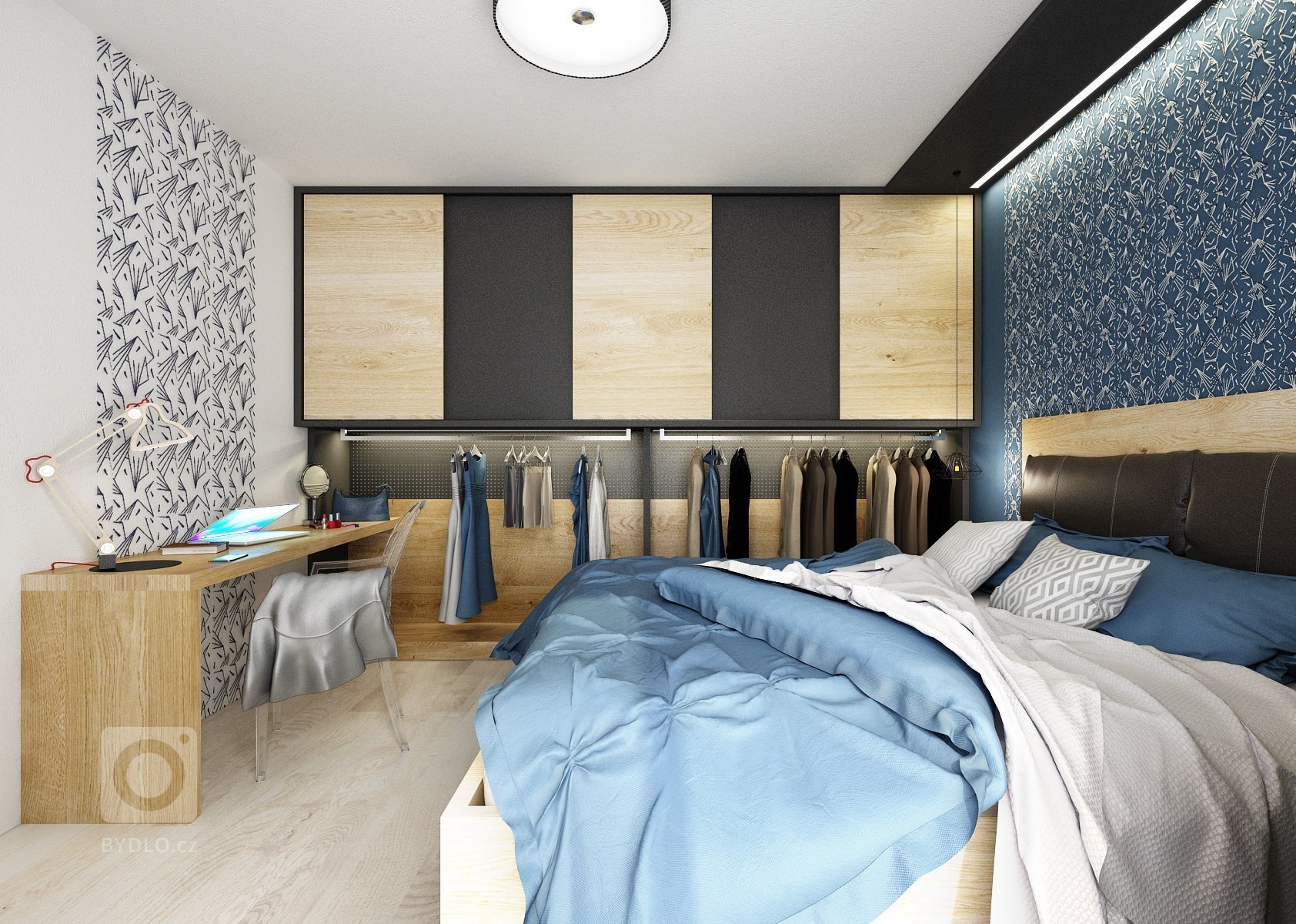 Podkrovní mezonetový byt v&nbsp;lehce industriálním stylu, kde se najde místo i pro kočku. Dub, antracit a bílá jsou hlavní neutrálně barevnou škálou interiéru…