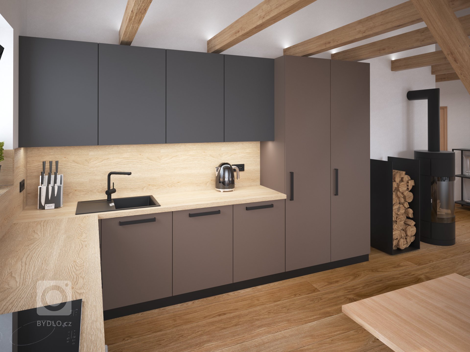 Startovní podkrovní bydlení mladého páru. Jistě vás zaujme jednoduchou dispozicí i&nbsp;útulností. Dominantou je moderní kuchyně v barevné kombinaci elegantní…