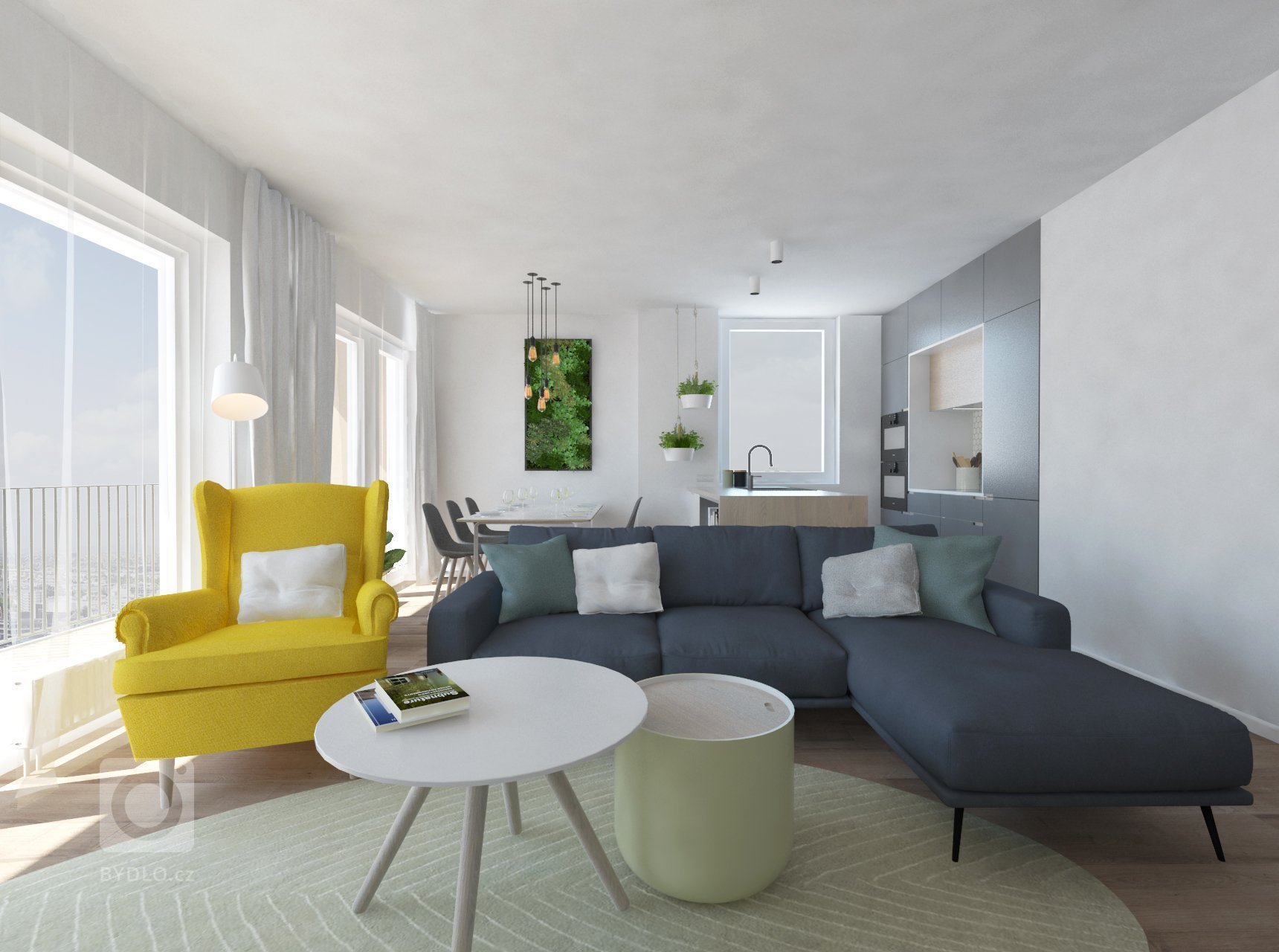 Jednoduchý dizajn nábytku je nosným prvkom tohto interiéru,aj napriek menšej podlahovej ploche priestor pôsobí veľmi vzdušne. Svetlosť priestoru umocňuje…