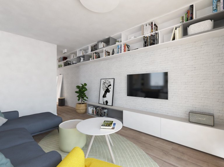 Jednoduchý dizajn nábytku je nosným prvkom tohto interiéru,aj napriek menšej podlahovej ploche priestor pôsobí veľmi vzdušne. Svetlosť priestoru umocňuje…