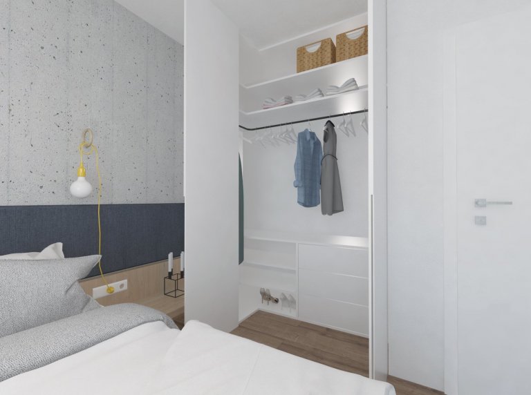 Jednoduchý dizajn nábytku je nosným prvkom tohto interiéru,aj napriek menšej podlahovej ploche priestor pôsobí veľmi vzdušne. Svetlosť priestoru umocňuje…