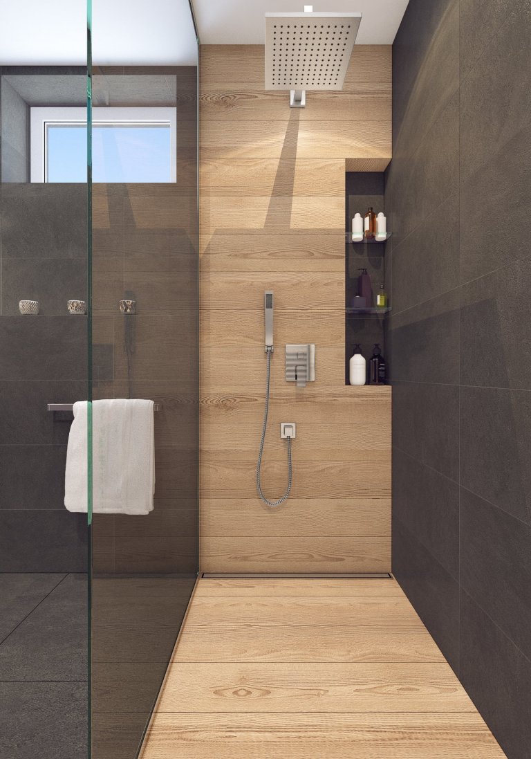 Návrh interiéru bytu pro mladého muže. V interiéru převládá kombinace antracitové barvy s bílou, světlým dřevodekorem a šedou. Doplňkou barvou je tmavě modrá,…