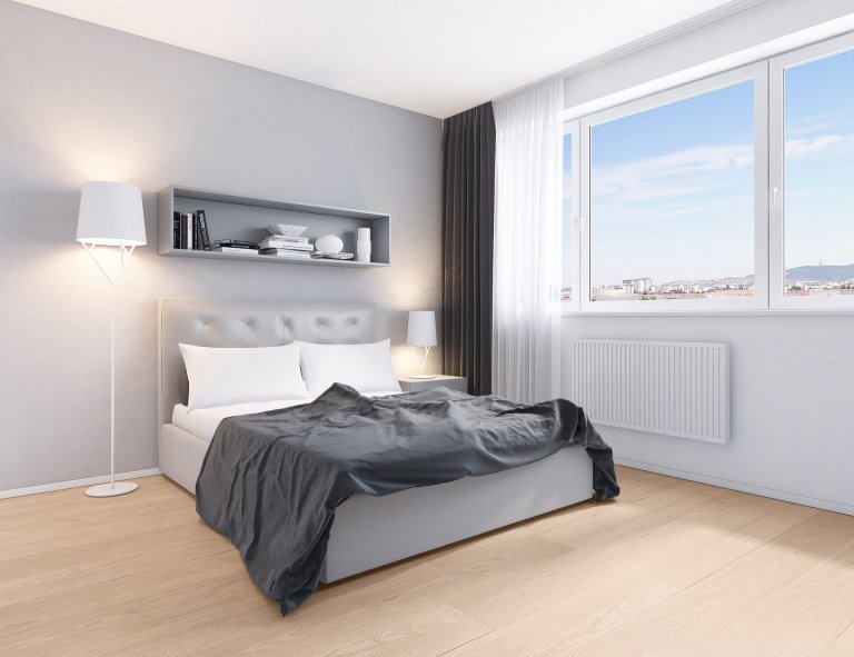 Návrh interiéru bytu pro mladého muže. V interiéru převládá kombinace antracitové barvy s bílou, světlým dřevodekorem a šedou. Doplňkou barvou je tmavě modrá,…