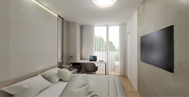 Byt v nejvyšším patře nového bytového domu nabízí&nbsp;krásné výhledy na Brno. Celý interiér je v jemných, &nbsp;přírodních tónech, Dispozice 3kk je téměř…