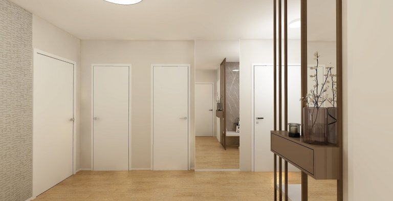 Byt v nejvyšším patře nového bytového domu nabízí&nbsp;krásné výhledy na Brno. Celý interiér je v jemných, &nbsp;přírodních tónech, Dispozice 3kk je téměř…