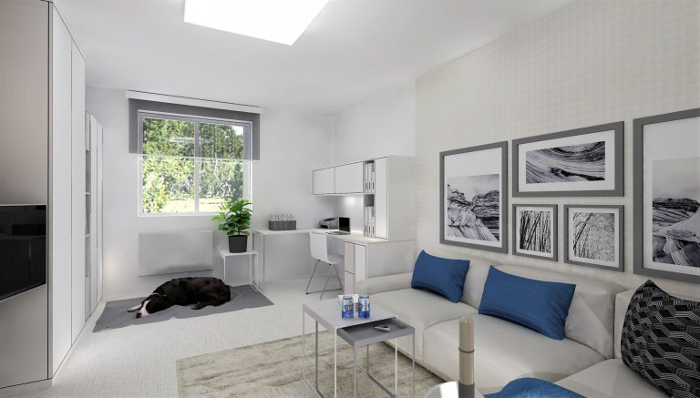 Bývalý vejminek, tedy malý přístavek&nbsp;v&nbsp;těsné blízkosti &bdquo;velkého&ldquo; rodinného domku, jsem proměnila na funkční single bydlení pro muže v…