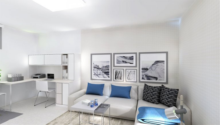 Bývalý vejminek, tedy malý přístavek&nbsp;v&nbsp;těsné blízkosti &bdquo;velkého&ldquo; rodinného domku, jsem proměnila na funkční single bydlení pro muže v…