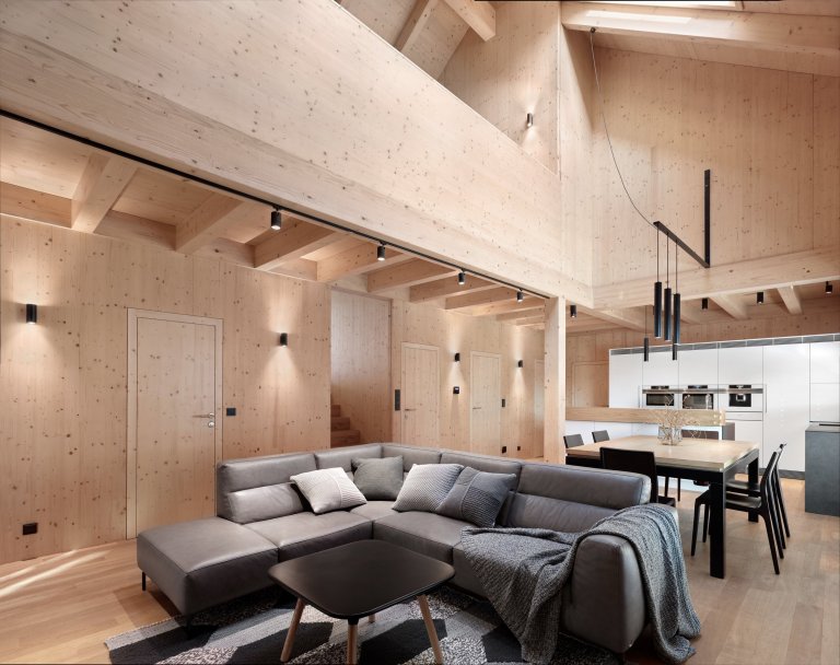 Chata ze smrkových CLT panelů