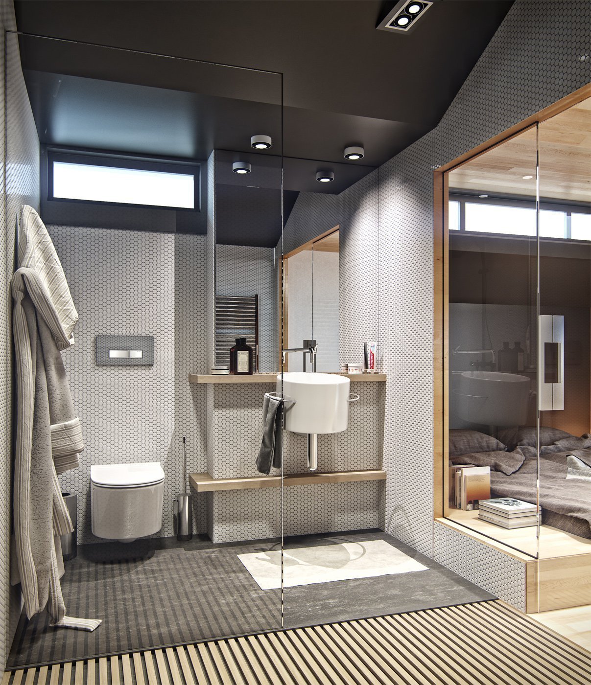 Malý mezonet skrývající moderně zařízený interiér