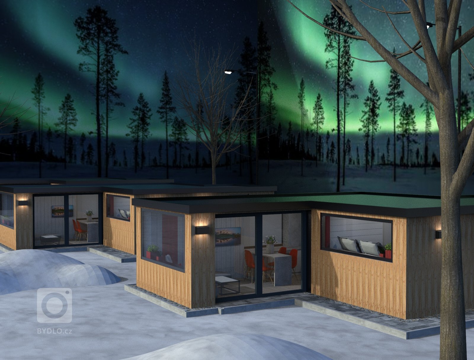 Vizualizace satelnitního městečka v Norsku. Mini domečky obložené modřínem krásně zapadají do krajiny.&nbsp;Tento projekt byl velice zajimavý, opět nová…