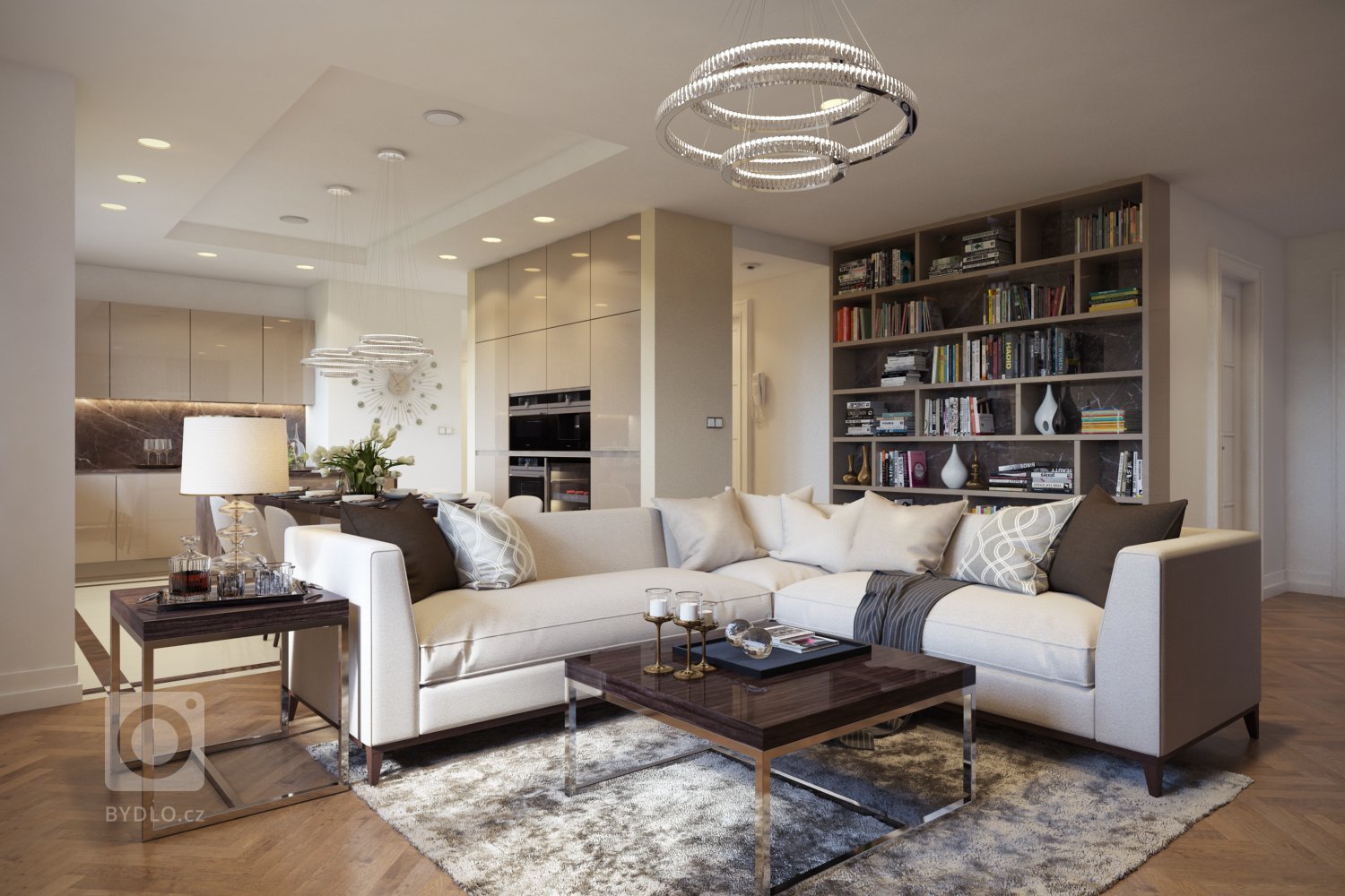 Návrh a vizualizácie luxusného bytu v Prahe. Projekt bol rozdelený do dvoch častí. V prvej časti som vypracoval vizualizácie pre obývaciu izbu spojenú s…