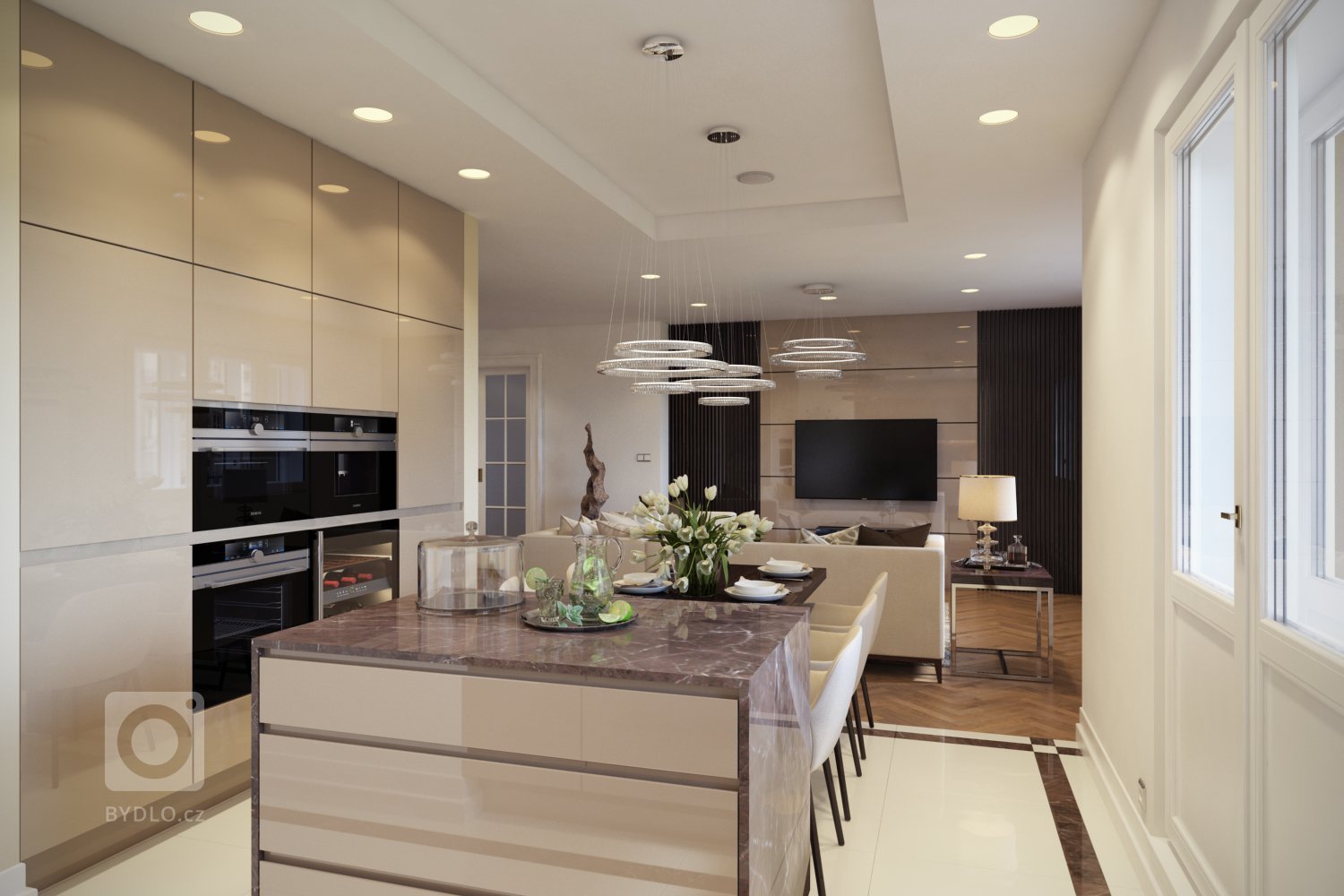 Návrh a vizualizácie luxusného bytu v Prahe. Projekt bol rozdelený do dvoch častí. V prvej časti som vypracoval vizualizácie pre obývaciu izbu spojenú s…